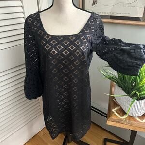 Anna Sui Anthropologie Dress Womens 6 Black Lace Mini Retro Dainty Whimsigoth